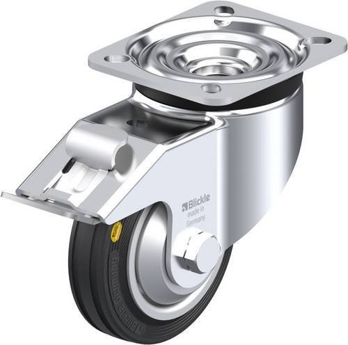 Blickle Lenkrolle LK-RD 100R-1-FI-FA mit Feststeller, Rad-Durchmesser: 100 mm, Tragfähigkeit: 100 kg, Farbe: Schwarz/Silber - Bild 1