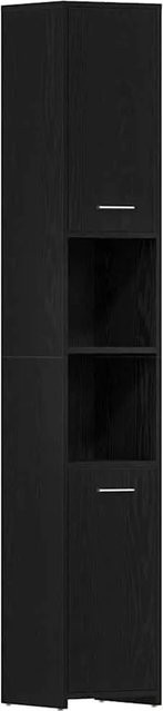 vidaXL Badschrank in Schwarz mit Eichen-Optik, Wandmontage, B/T/H: 30 x 30 x 183,5 cm - Bild 1