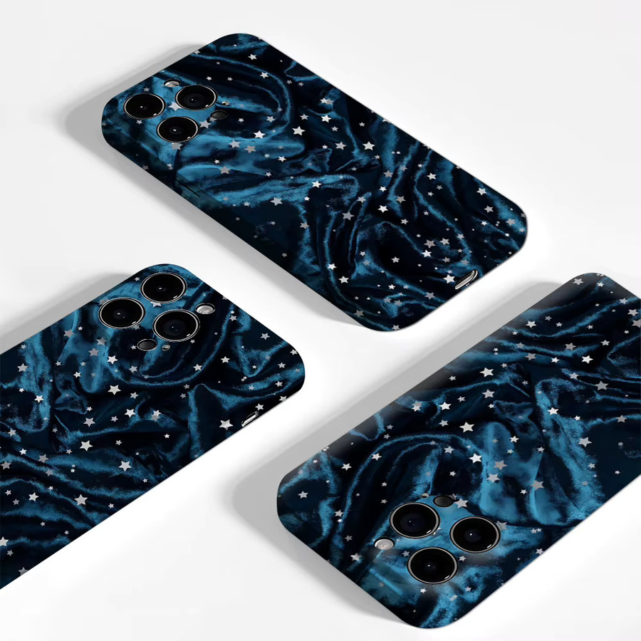 Potdemiel Sternenhimmel Seiden-Handyhülle für iPhone 17 16 15 14 13 Pro Max Plus in Blau mit Magnetfunktion und robustem Doppelschicht-Schutz - Bild 3