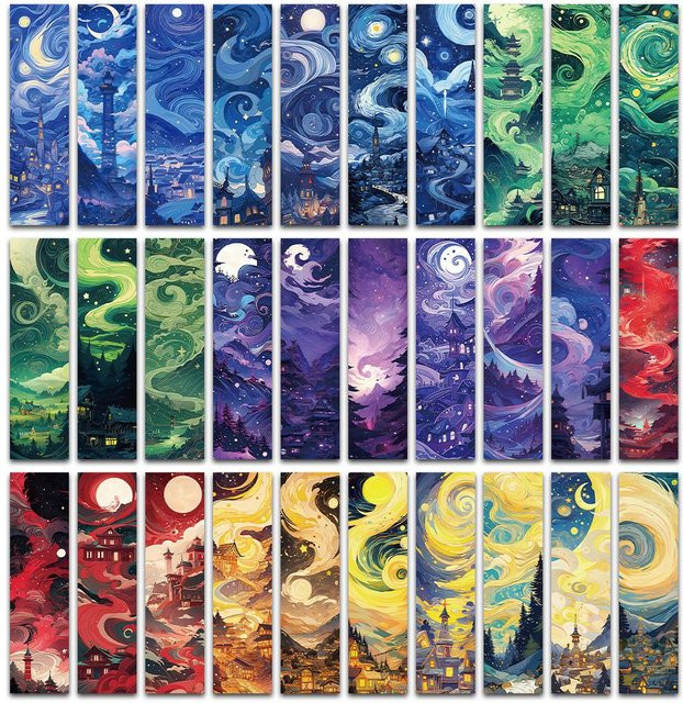 30 Stück Allbestart Lesezeichen Serie Verlassene Träume in Grau und Multicolour mit Vintage Landschaft Design aus Papier - Bild 1