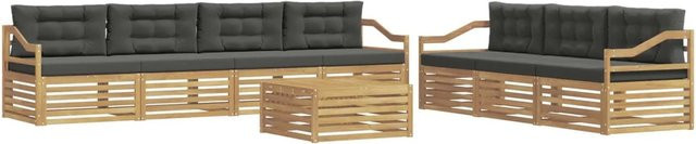 vidaXL Outdoor-Sofagarnitur aus Akazienholz mit 8 Teilen in Anthrazit und Weiß, B/T/H: 79 x 79 x 37 cm - Bild 1