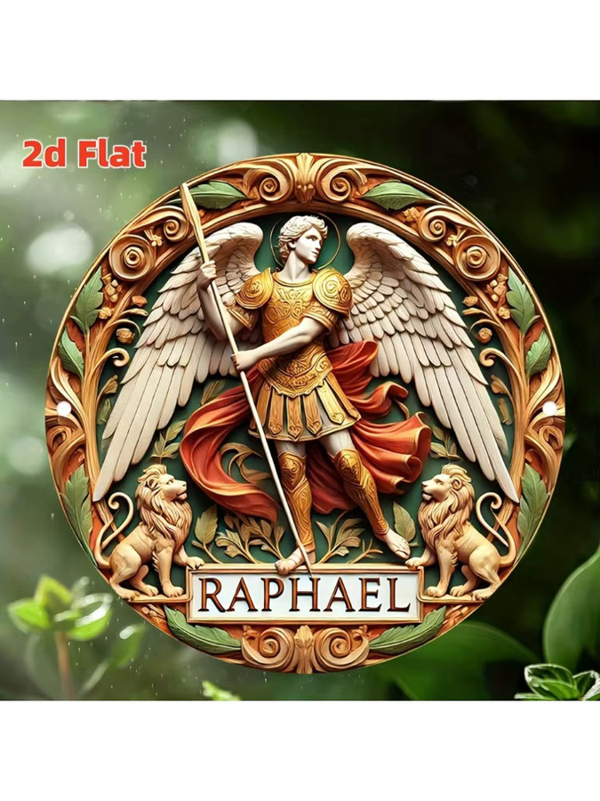 HELLOYOUNG 2D-Erzengel-Raphael-Statue Wanddekorationsschild in Multicolour, B/H: 20 x 20 cm - Bild 3