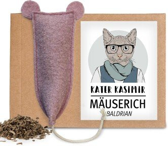 Kater Kasimir Mäuserich, Die XL Spielmaus, handgenäht, aus echtem Wollfilz mit Baldrianwurzel-Füllung - Bild 1