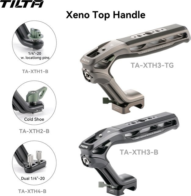 Tilta Xeno Top Handle TA-XTH Cold Shoe Zubehör mit 1/4"-20 Gewinde und NATO Schiene in Grau für Sony FX3 FX30 FX5 Canon Nikon Fujifilm Cage - Bild 1