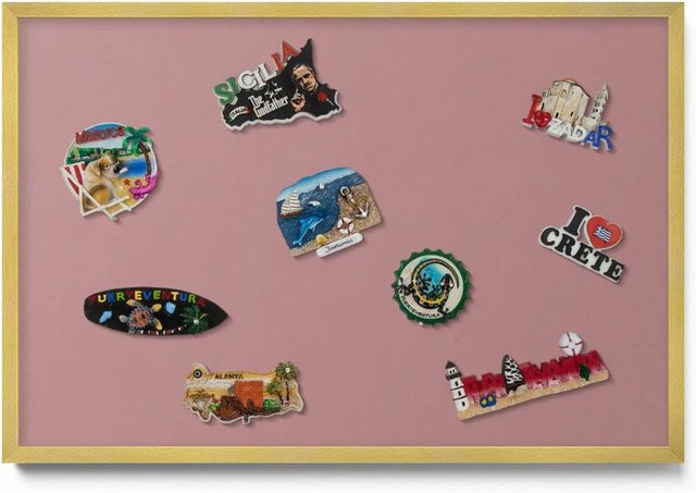 Tulup Magnettafel Wanddekoration in Pastellrosa mit Goldrahmen, B/H: 60 x 40 cm - Bild 1