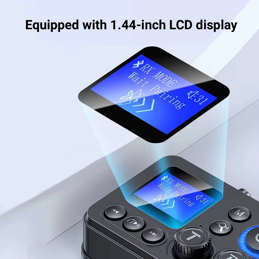 kebidumei Bluetooth 5.4 Audio Adapter als Empfänger und Sender mit optischem/koaxialem Anschluss, 3,5 mm Klinke sowie TF/U-Disk Play in Schwarz - Bild 3
