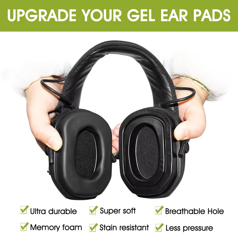 Gel-Ohrpolster in Schwarz für WK Electronic Hearing Protection Kopfhörer und taktische Anti-Lärm-Ohrenschützer - Bild 3
