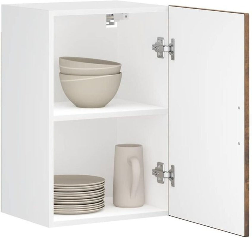 Küchen-Hängeschrank Porto von Vidaxl aus Holzwerkstoff in Braun und Weiß mit Drehtüren, B: 60 cm, H: 40 cm, T: 31 cm - Bild 1