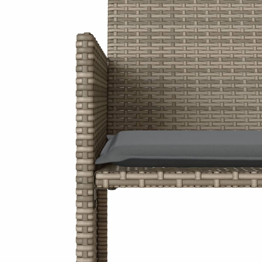 vidaXL Gartenmöbel Set aus Polyrattan in Grau mit Tisch, Hockern und wetterfesten Polstern - Bild 3