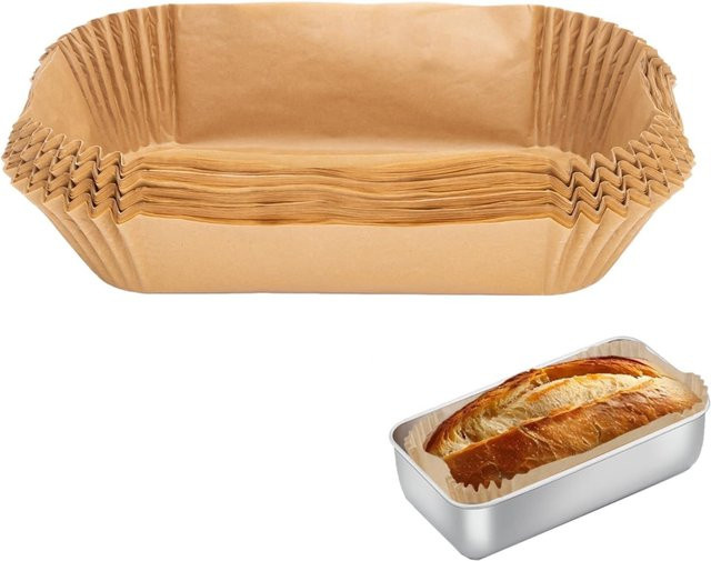 100 Stück antihaftbeschichtete Kastenpfannen-Einlagen aus Pergamentpapier für Brot, vorgeformt, 22,86 x 22,86 cm - Bild 1