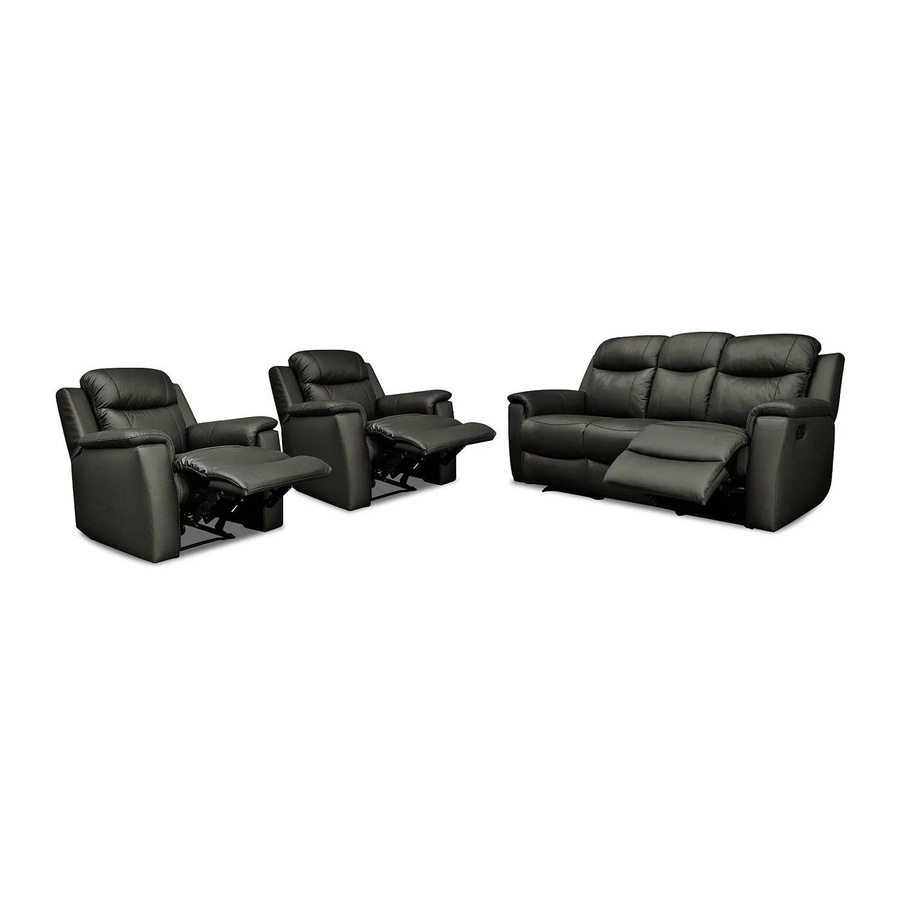 Vente-unique Couchgarnitur Evasion aus Rindsleder mit Sessel in Schwarz, Breite: 205 cm, Tiefe: 95 cm - Bild 2