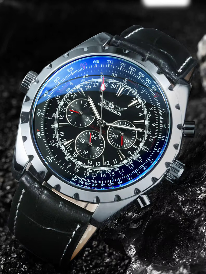 JARAGAR Automatik Armbanduhr, Edelstahl, Schwarz, Herren - Bild 4