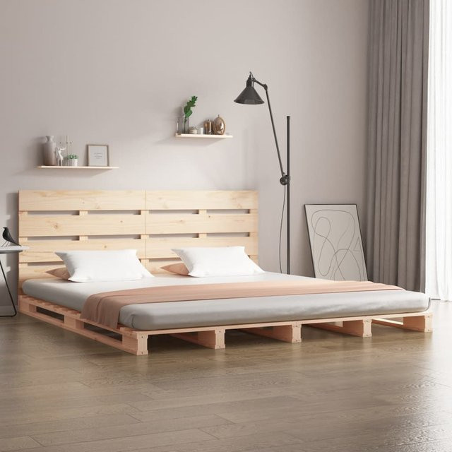 Vidaxl Bettgestell aus massivem Kiefernholz in Braun, B/T/H: 180 x 200 cm - Bild 1
