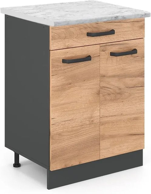 Vicco Küchenunterschrank R-Line Goldkraft Eiche Anthrazit B: 60 cm, T: 46 cm, H: 81,6 cm - Bild 1