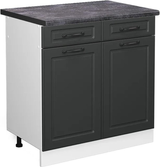 Vicco Küchenunterschrank R-Line Landhaus Stil Anthrazit und Weiß B: 80 cm, T: 60 cm, H: 81,6 cm - Bild 1