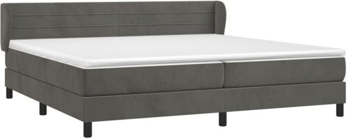 Vidaxl Boxspringbett mit Matratze aus Samt in Dunkelgrau B/T: 200 x 200 cm - Bild 1