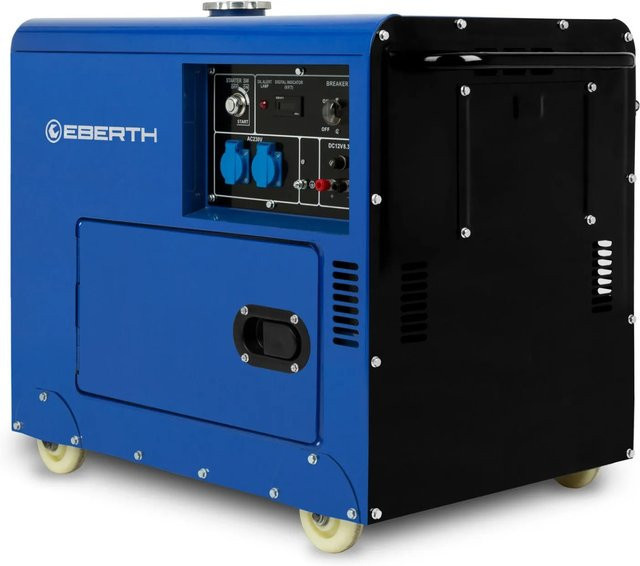 Eberth Notstromaggregat Diesel mit 5000 Watt, 10 PS 4-Takt Motor, E-Start, 2x 230V und 1x 12V in Blau - Bild 1