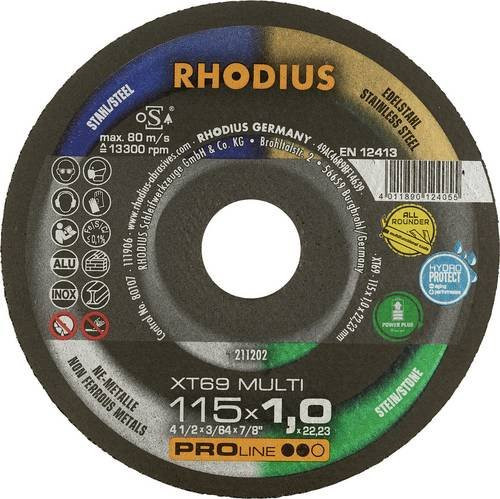 Rhodius XT69 MULTI 211707 Trennscheibe für Fliesen, Keramik, NE-Metalle, Stein und Edelstahl, 50 Stück, Mehrfarbig - Bild 1
