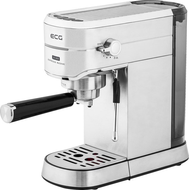 ECG ESP 20501 Iron Siebträger-Espressomaschine aus Edelstahl in Silber mit Heißwasserfunktion und vorprogrammierten Portionen - Bild 1
