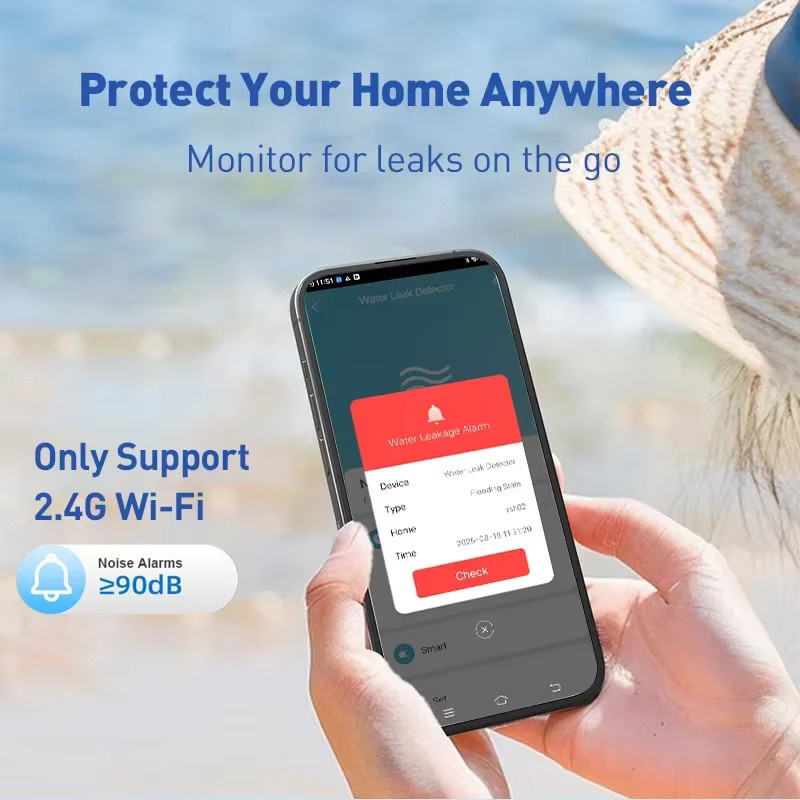 RSHSmart WiFi Zigbee Wasserleckdetektor mit 90 dB App-Alarm in Weiß, Überschwemmungsalarm für Küche und Keller, kompatibel mit Tuya Smart Life, IP65 - Bild 2