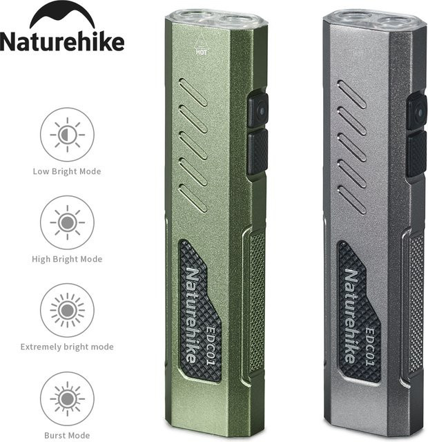 Naturehike EDC-Taschenlampe in Grün mit 1500 Lumen, ultrakompakt und wiederaufladbar für Outdoor, Wandern und Camping - Bild 1