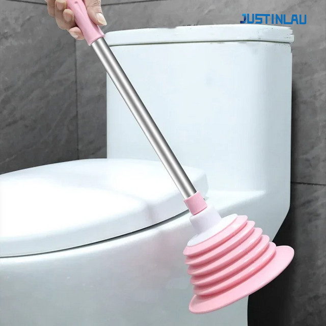 JUSTINLAU Toilettenrohr-Entstopfer mit Vakuum-Saugnäpfen und Hochdruckpumpe in Blau, wiederverwendbares Entstauungswerkzeug für Rohrleitungen im Haushalt - Bild 1