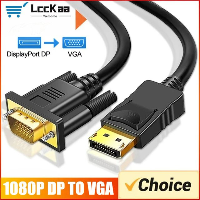 LccKaa DisplayPort zu VGA Adapterkabel in Schwarz, Full HD 1080P, Länge: 1,8 m - Bild 1