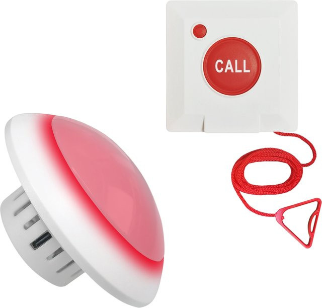 Ycall Kabelloser Pflegepersonal-Pager mit Panikknopf und Sirene in Weiß für Senioren und Krankenhaus - Bild 1