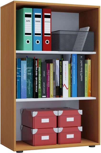 VCM Büroregal Lona in Buche, modernes Aktenregal mit höhenverstellbaren Fachböden, Braun, Breite: 37 cm, Tiefe: 70 cm, Höhe: 110 cm - Bild 1