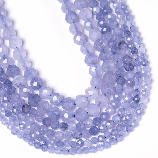 xilitata Perlen, Tansanit, blau, 2-4 mm, 38 cm - Bild 1