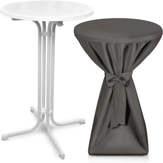 Beautissu Bellini Stehtisch Weiß mit Premium Stehtischhusse Anthrazit, Durchmesser: 70 cm - Bild 1