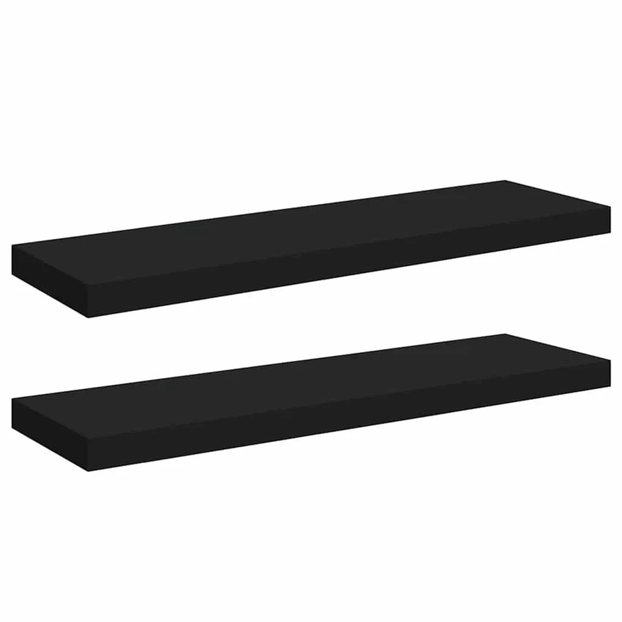 vidaXL Schweberegale 2er-Set Schwarz aus MDF und Metall, B/T/H: 80 x 23,5 x 3,8 cm - Bild 2