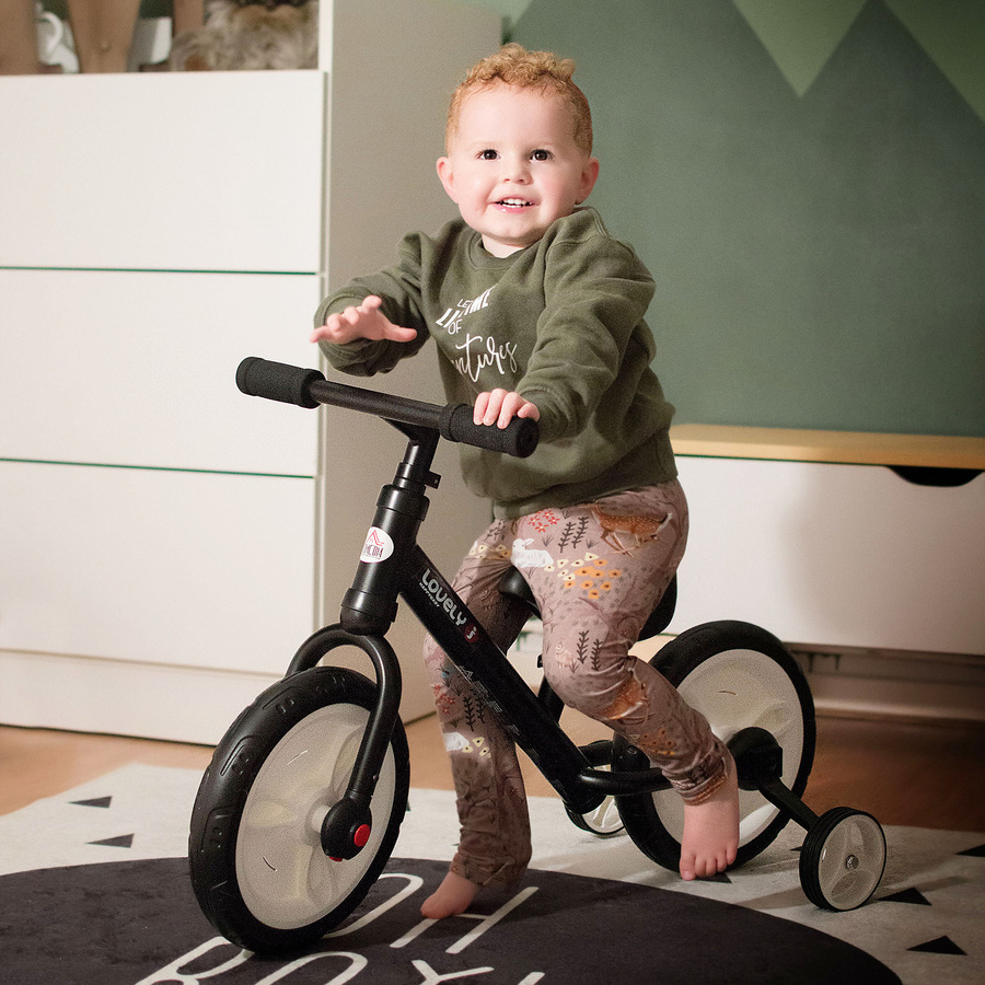 HOMCOM Kinderfahrrad Laufrad, mit Stützrädern und Pedalen, Schwarz, ab 2 Jahren - Bild 2