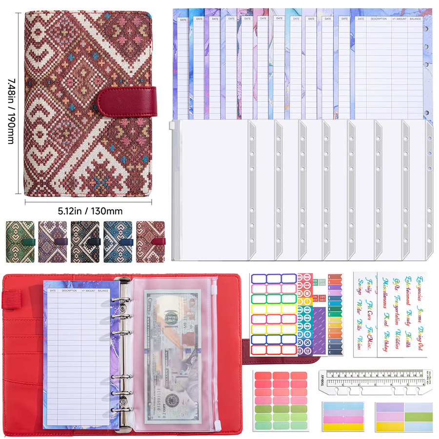 Coliky A6 Budget-Planer Ringbuch mit Stoff-Textur und Kunststoff-Ordner in Multicolour - Bild 4