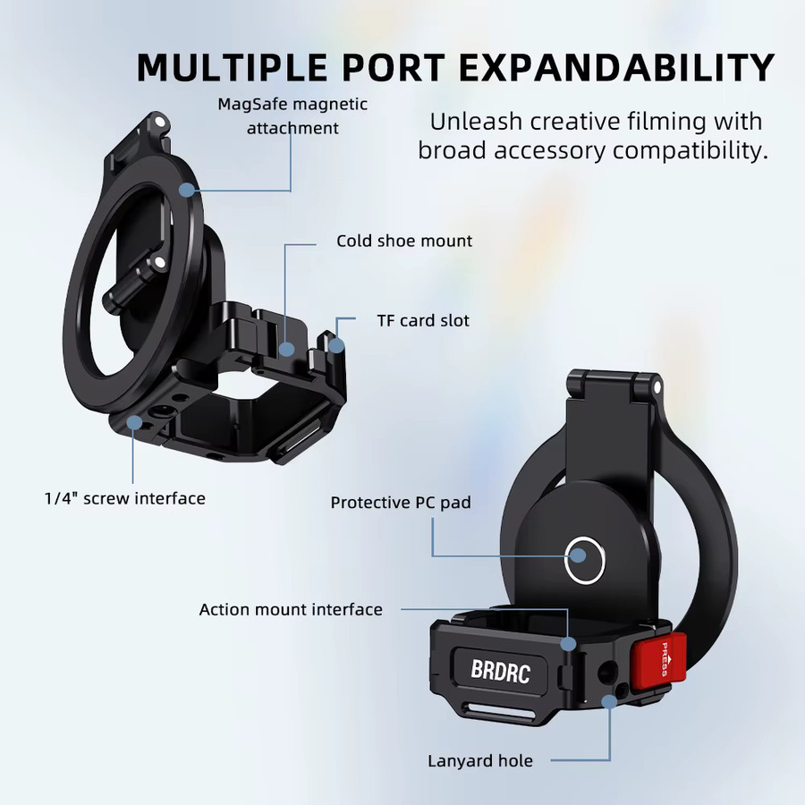 Magnetische Halterung und Erweiterungsadapter für DJI Pocket 3 und DJI Pocket 4 als Teleprompter-Ständer und Live-Streaming-Halterung - Bild 5