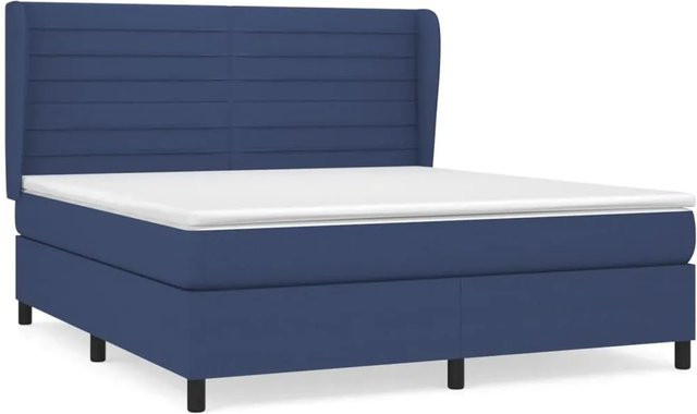 vidaXL Boxspringbett mit Matratze Hybrid-Design in Blau und Weiß, B/T/H: 160 x 200 x 128 cm - Bild 1