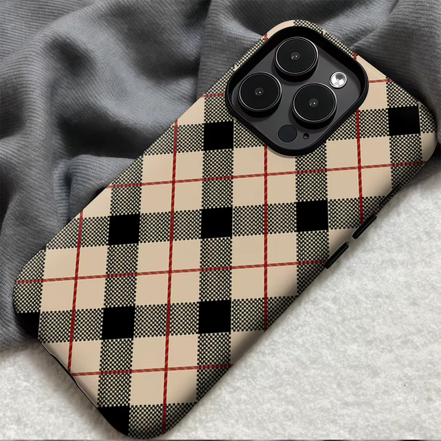 Potdemiel Handyhülle Tartan Red Check für iPhone 17 16 15 14 13 Pro Max Plus mit doppelschichtiger Rückseite in Rot Multicolour - Bild 4