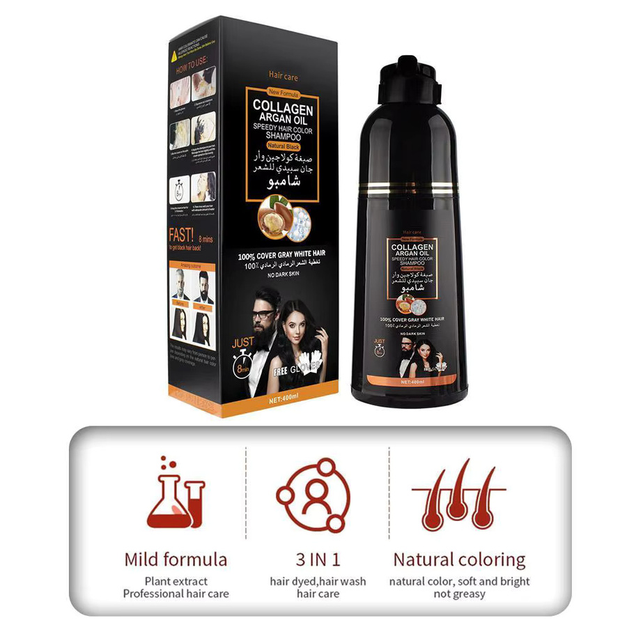 3-in-1 Kollagen Arganöl Shampoo, 400 ml, für graues Haar, Unisex - Bild 2