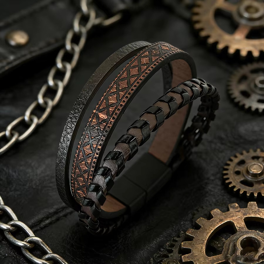 diffone Armband, Leder, Schwarz, Herren - Bild 2