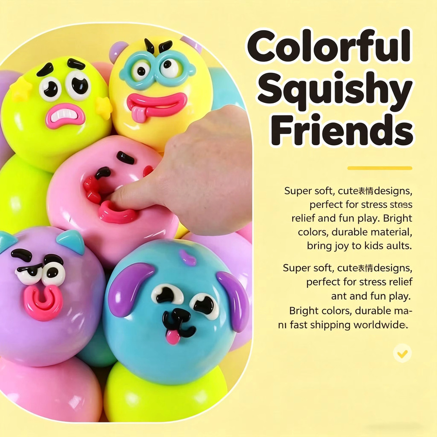 DIY Smushers Hundegesicht-Squishy-Spielzeug, Tiere, Schaumstoff, Bunt - Bild 5