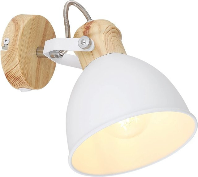 Globo Wiho Wandspot in Weiß und Holzoptik mit E27 Fassung - Bild 1
