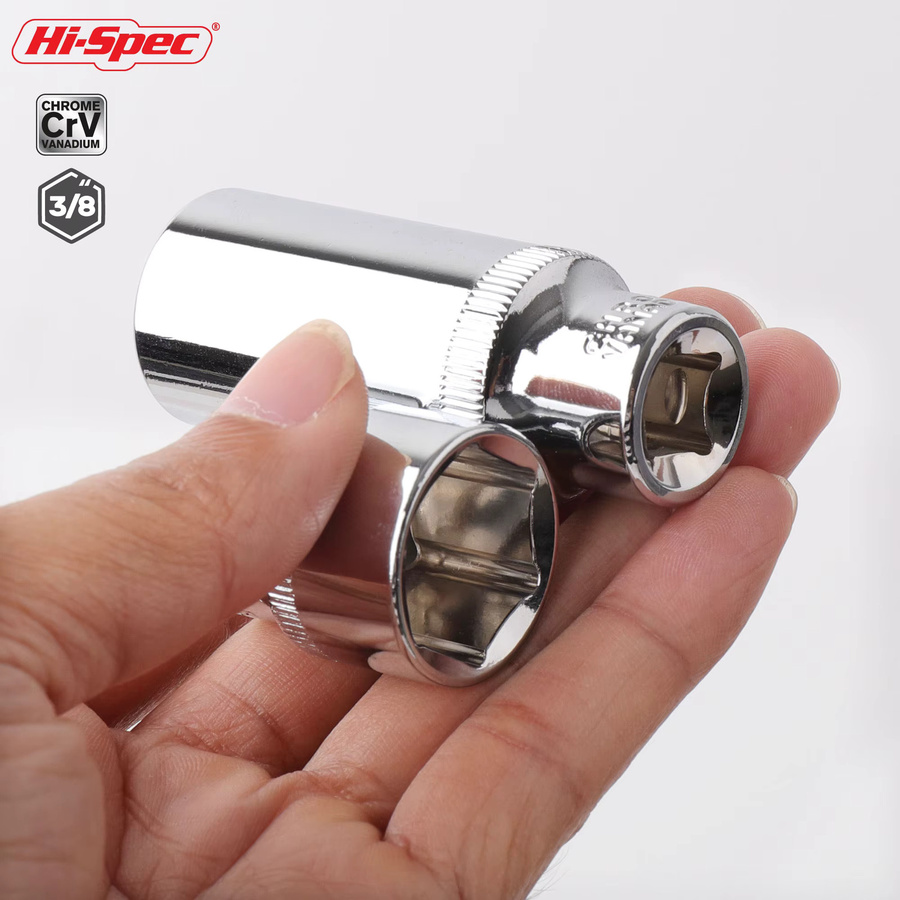 Hi-Spec Steckschlüsselsatz 3/8 Zoll aus Chrom-Vanadium in Silber, tiefe Steckschlüssel 10–19 mm für Reparatur und Handwerk - Bild 2