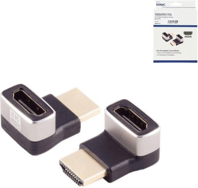 DINIC HDMI-A Adapter mit 90 Grad Winkel, 8K 60Hz und 4K 120Hz, Metall HDMI-A Buchse auf Stecker, Schwarz - Bild 1