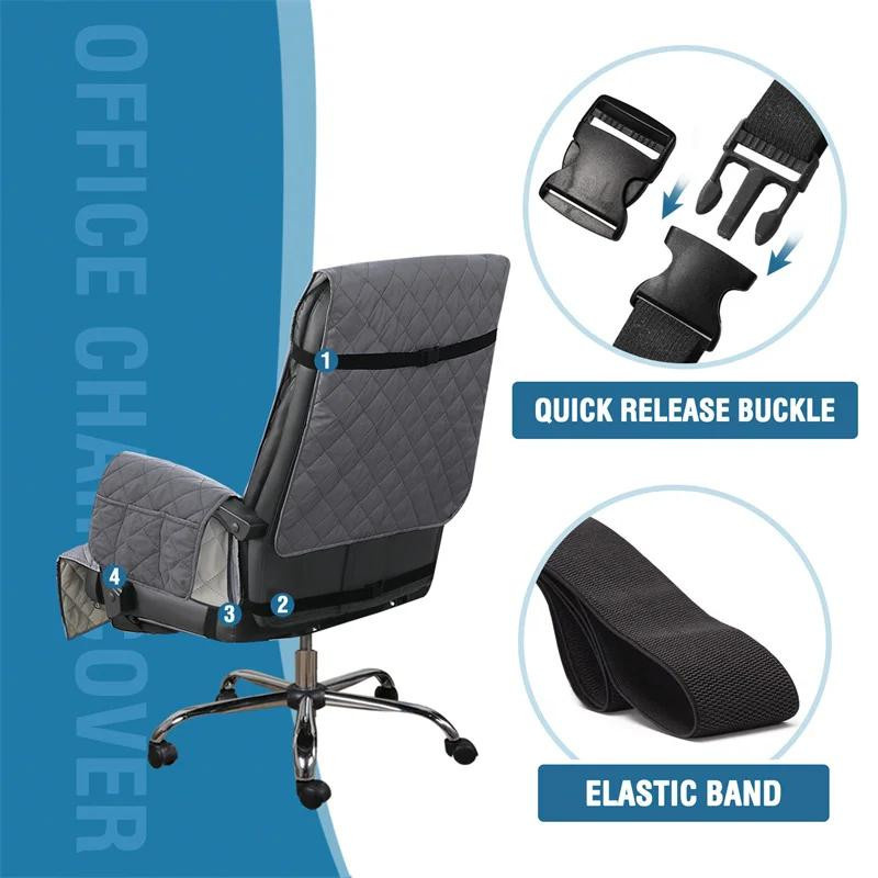 Schmutzabweisende Quilten Bürostuhlbezüge aus Polyester mit Armlehnenmatte und Tasche für Schreibtisch und Sessel - Bild 3