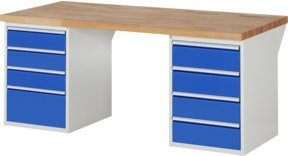 Rau Werkbank 7820A3 mit 8 Schubladen in Braun, B/T/H: 200 x 90 x 89 cm - Bild 1