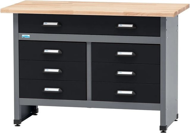 Küpper Werkbank mit 7 Schubladen in Schwarz-Hellgrau, B/T/H: 120 x 84 x 60 cm - Bild 1