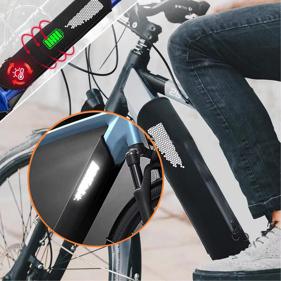 DOMEN E-Bike Batterie Schutzhülle in Orange und Schwarz, reflektierend und staubdicht - Bild 5