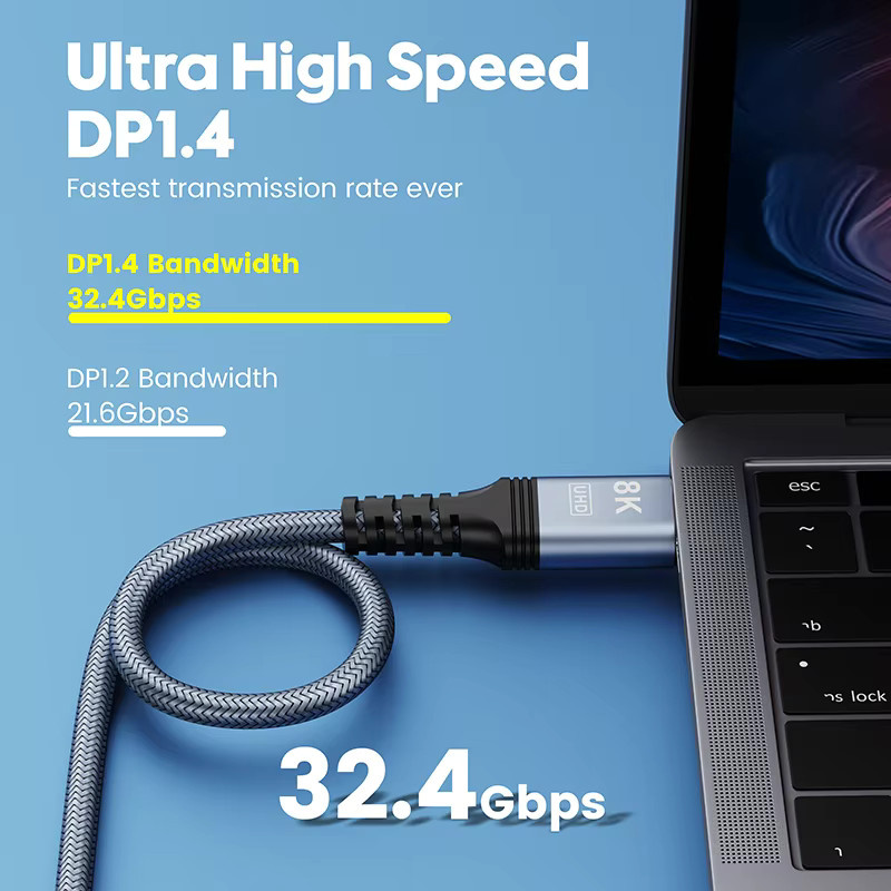 VOTHOON Mini DisplayPort auf DisplayPort 1.4 Kabel für 8K 60Hz und 4K Ultra HD Video und Audio für Laptop, Monitor und Projektor - Bild 3
