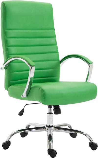 TPFLiving Bürostuhl Vallon aus Kunstleder in Grün mit Armlehnen und Rollen, B/T/H: 60,0 x 68,0 x 118,0 cm - Bild 1
