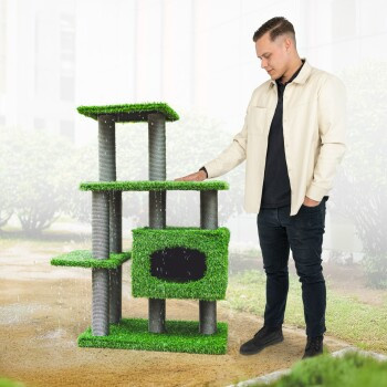 Canadian Cat Company Outdoor Kratzbaum Parker mit Höhle in Grün, wetterfest und modern - Bild 2